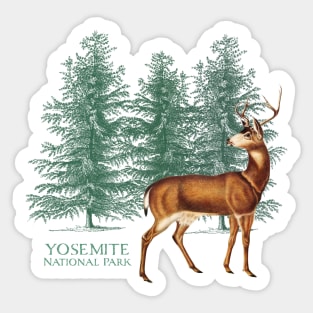 Yosemite National Park California Trees Silhouette Deer Vacation Souvenir Sticker